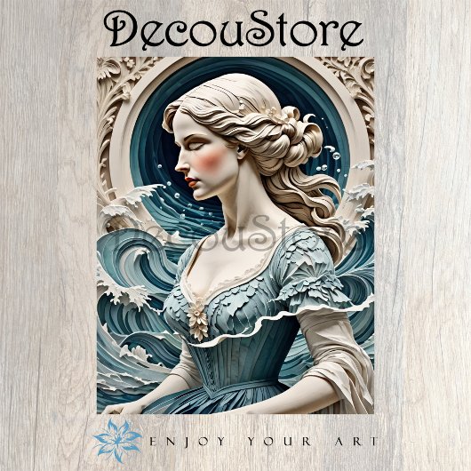 Ocean Muse – Liberty Style Sea Portrait Decoupage Seidenpapier