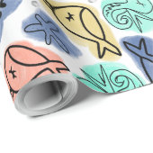 Ocean Narwhale Seepferd Turtle Doodles Geschenkpapier (Rolleneckpunkt)