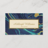 Ocean - Navy Aquamarin Gold Marmorierte Abstrakte Visitenkarte (Vorderseite)