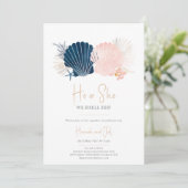 Ocean Navy und Blush Pink Gender offenbaren, dass  Einladung (Stehend Vorderseite)