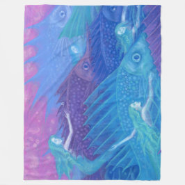 "Ocean nomads" Fantasiekunst, Fische, Meerjungfrau Fleecedecke