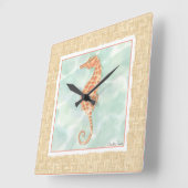 Ocean Orange Seahorse Quadratische Wanduhr (Winkel)