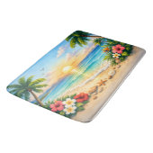 Ocean Palm Tree Floral Bath Rug Badematte (Schrägansicht)