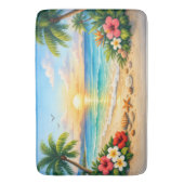Ocean Palm Tree Floral Bath Rug Badematte (Vorderseite Vertikal)