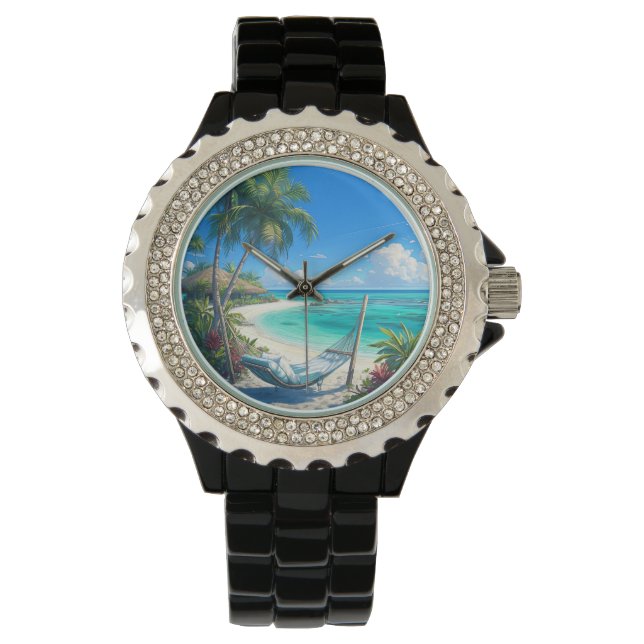 Ocean Paradise - Tropical Beach Oase Armbanduhr (Vorderseite)