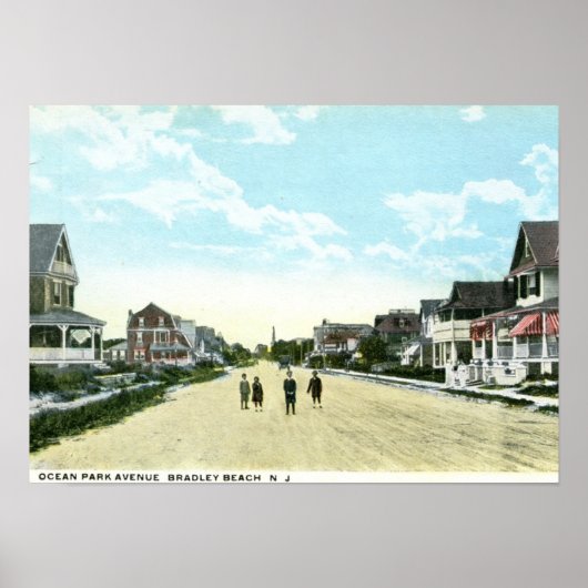Ocean Park Ave, Bradley Beach, NJ Vintag Poster (Vorne)