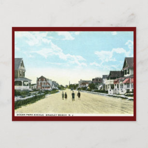 Ocean Park Ave, Bradley Beach, NJ Vintage Postkarte