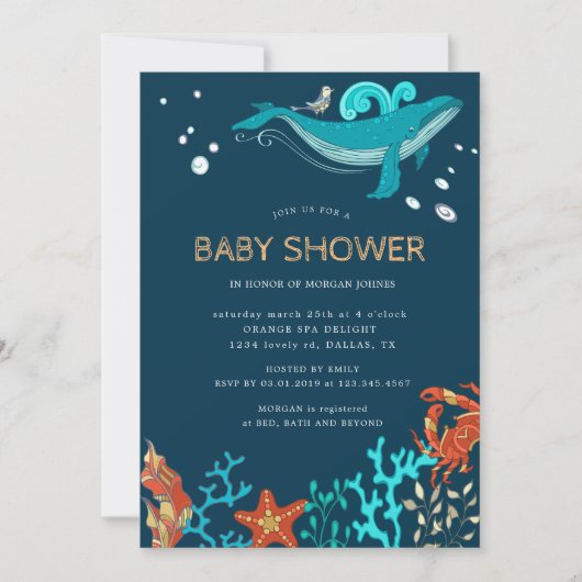 Ocean Party | Einladung der Babydusche (Vorderseite)