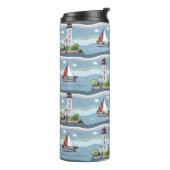 Ocean Pattern Custom Monogram Tumbler Thermosbecher (Nach links gedreht)