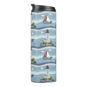 Ocean Pattern Custom Monogram Tumbler Thermosbecher (Nach rechts gedreht)