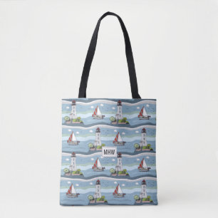 Ocean Pattern kundenspezifische Monogramm Tüten Tasche