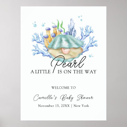 Ocean Pearl Under Sea Baby Dusche Empfang Poster (Vorne)