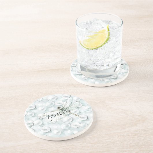 Ocean Pearls Dragonfly Getränkeuntersetzer (Seite)