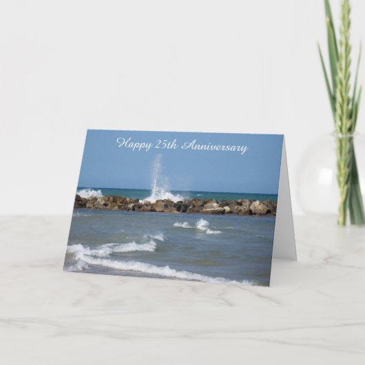 Ocean Personalisiert 25. Hochzeitstag Karte (Vorderseite)
