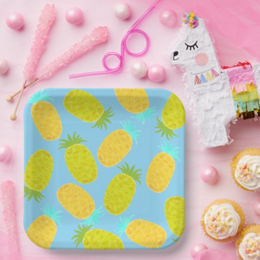 Ocean Pineapples Pattern Pappteller (Party)