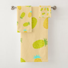 Ocean Pineapples Peach Pattern  Badhandtuch Set