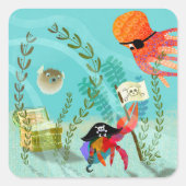 Ocean Pirate Crab and Octopus Sticker (Vorderseite)