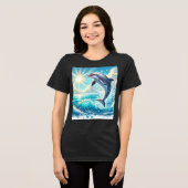 Ocean Play: Dolphin Splash T-Shirt Tri-Blend Shirt (Vorderseite voll)