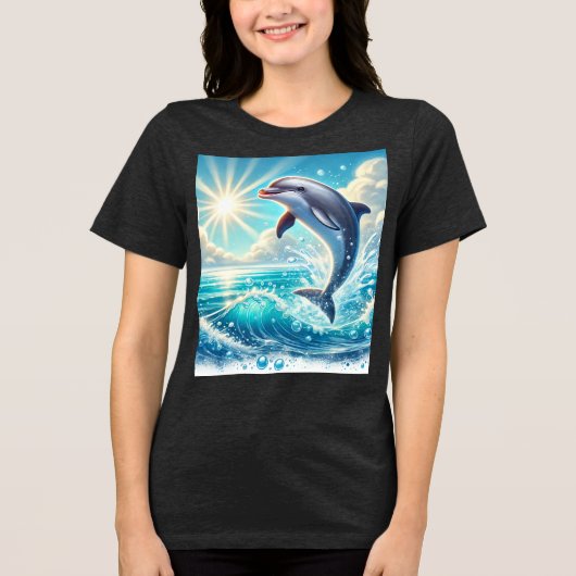 Ocean Play: Dolphin Splash T-Shirt Tri-Blend Shirt (Vorderseite)