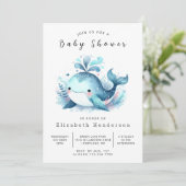 Ocean Printable Whale Baby Dusche Einladung (Stehend Vorderseite)