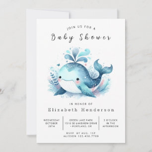 Ocean Printable Whale Baby Dusche Einladung