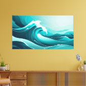 Ocean Pulse - Stilvolle Wave Art in Blue Tones Leinwanddruck (Insitu (Wohnzimmer))