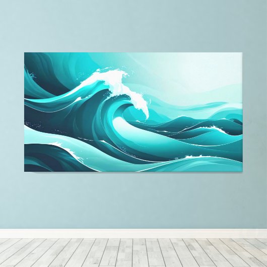 Ocean Pulse - Stilvolle Wave Art in Blue Tones Leinwanddruck (Insitu (Holzboden))
