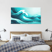Ocean Pulse - Stilvolle Wave Art in Blue Tones Leinwanddruck (Insitu (Schlafzimmer))