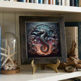 Ocean Reef & 3D-Seepferdchen Faux-Metall  Fliese