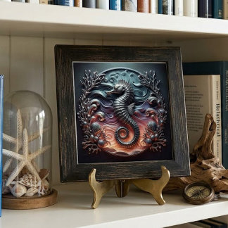 Ocean Reef & 3D-Seepferdchen Faux-Metall Fliese