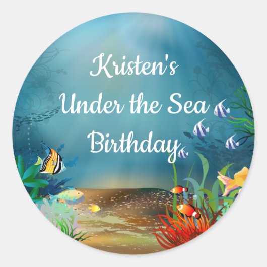 Ocean Reef Under Sea Birthday Party Runder Aufkleber (Vorderseite)