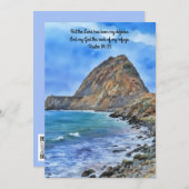 Ocean Rock Mountain Bible Verse Faith Flat Card Dankeskarte (Vorne/Hinten)