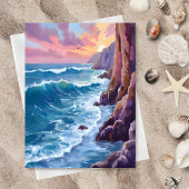Ocean’s Breath | Rocky Sea Sunset Watercolor Card