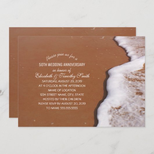 Ocean Sand and Waves Beach Thread Brautparty Einladung (Vorne/Hinten)