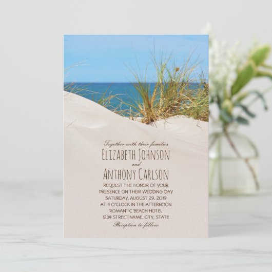 Ocean Sand Creative Beach Hochzeit Einladung (Stehend Vorderseite)