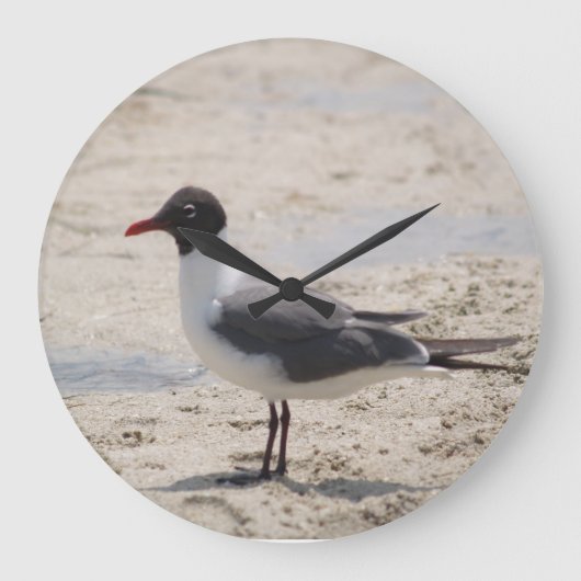 Ocean Sand Seagull Bird Beach Foto Große Wanduhr (Vorderseite)