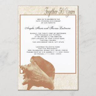 Ocean Sand Seashell 50. Jubiläum Einladung