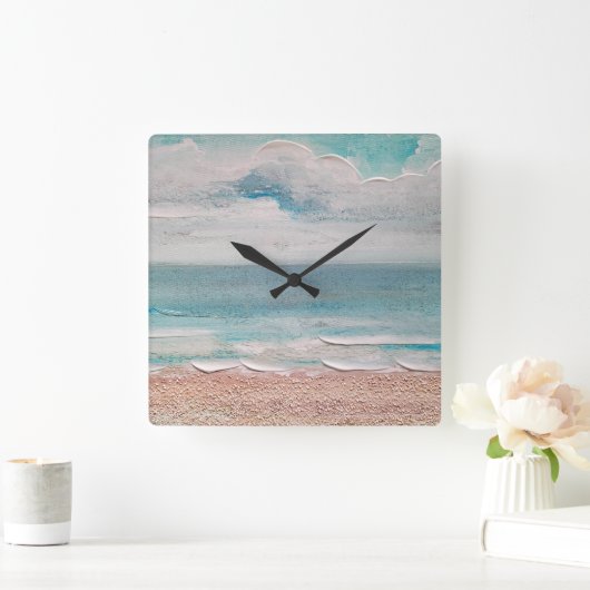 Ocean Sand Textur Quadratische Wanduhr (Zuhause)