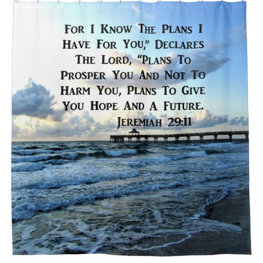 OCEAN SCENE JEREMIAH 29:10 FOTO DESIGN DUSCHVORHANG (Vorderseite)