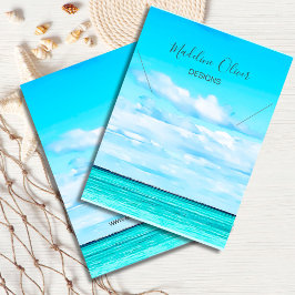 Ocean Scene Necklace Blue Display Business Card Visitenkarte