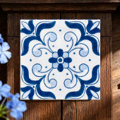 Ocean Scroll Hand Painted Blue Floral Watercolor Fliese