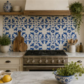 Ocean Scroll Hand Painted Blue Floral Watercolor Fliese