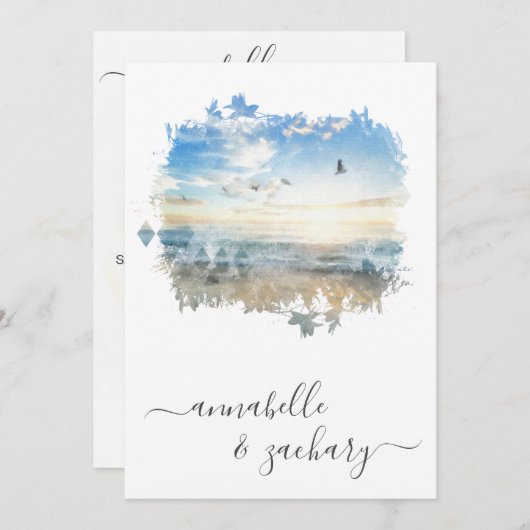 ** Ocean Sea Artistic UAWG - Beach QR AR7 Wedding Einladung (Vorne/Hinten)