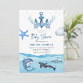 Ocean & Sea Baby Dusche Einladung (Stehend Vorderseite)