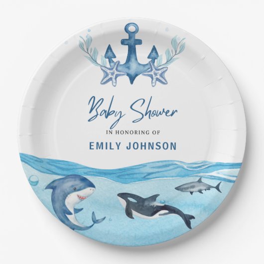 Ocean & Sea Baby Dusche Pappteller (Vorderseite)