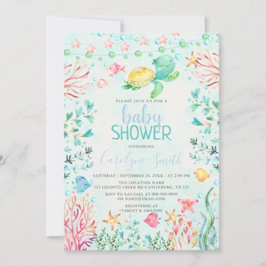 Ocean Sea Baby Shower Einladung (Vorderseite)