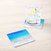 Ocean Sea Beach Blue Aqua Küstenfamilie Rechteckiger Pappuntersetzer (Vor Ort)