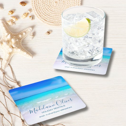 Ocean Sea Beach Blue Aqua Küstenfamilie Rechteckiger Pappuntersetzer