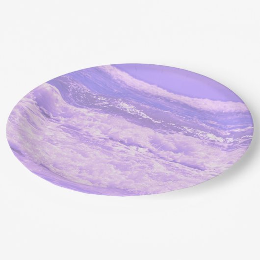 Ocean Sea Beach Lila Waves Wasser Pappteller (Schrägansicht)