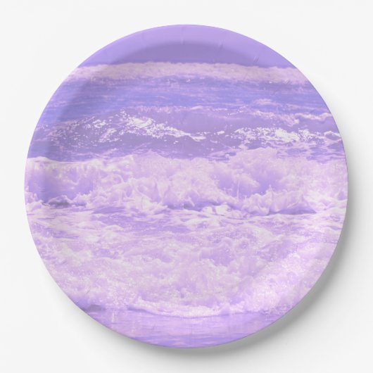 Ocean Sea Beach Lila Waves Wasser Pappteller (Vorderseite)